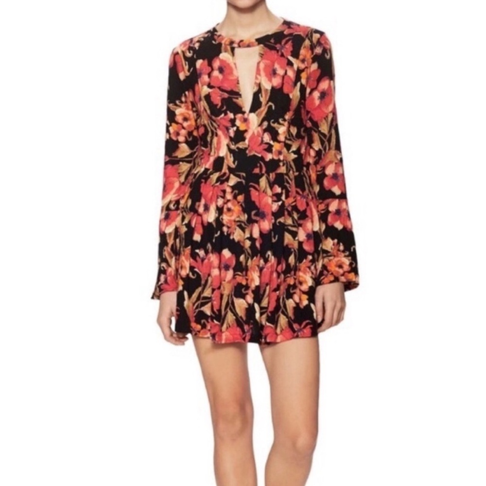 Free People Black and Red Cut Out Tiered Dress - Picture 2 of 9